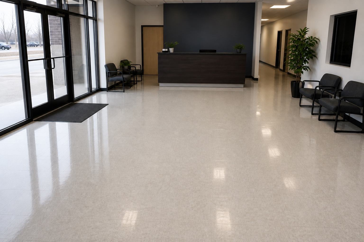 A polished commercial interior after professional floor care